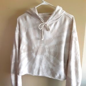 Tan and white crop hoodie size Large